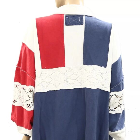 Free People We The Free American Dream Polo Pullover Top Striped XL NEW 284068 - Picture 5 of 8